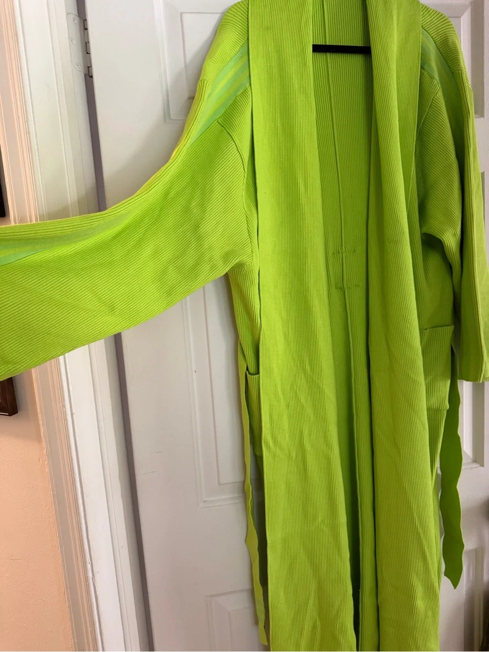 adidas Neon Lime Ribbed Knit Cardigan with Trefoil Detail